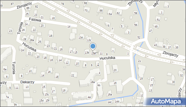 Kraków, Huculska, 13a, mapa Krakowa