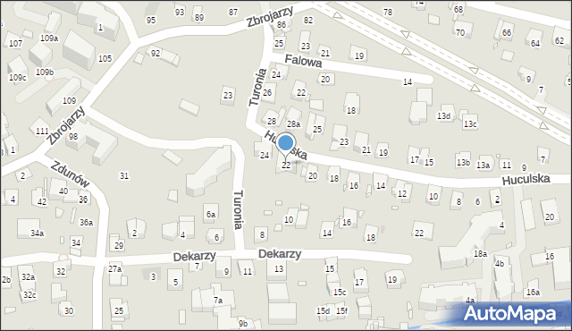 Kraków, Huculska, 22, mapa Krakowa