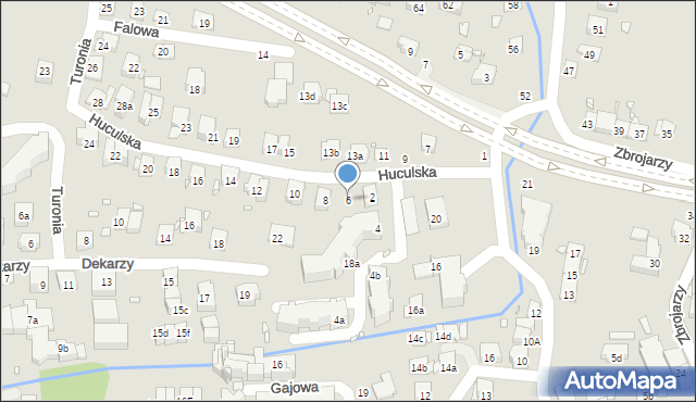Kraków, Huculska, 6, mapa Krakowa