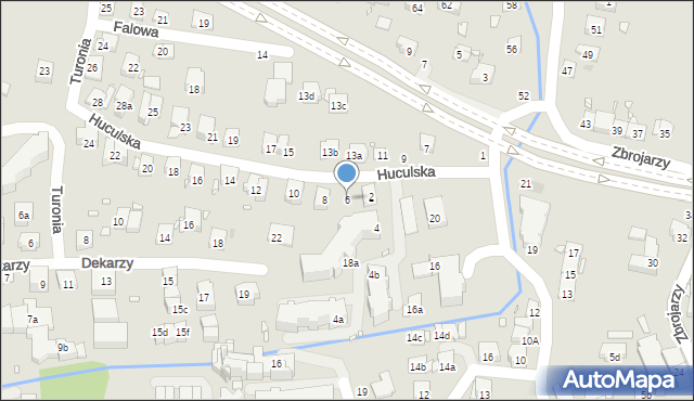 Kraków, Huculska, 6, mapa Krakowa