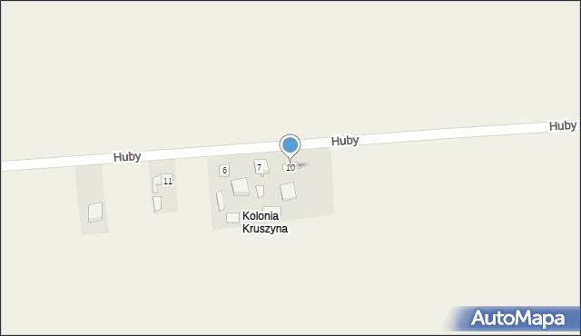 Kruszyna, Huby, 10, mapa Kruszyna