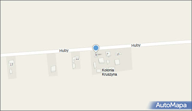 Kruszyna, Huby, 6, mapa Kruszyna