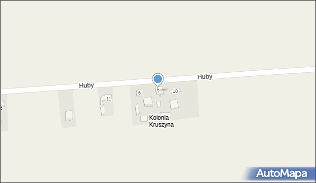 Kruszyna, Huby, 7, mapa Kruszyna