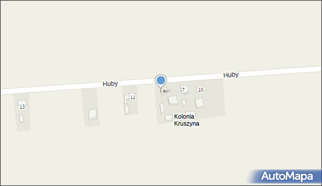 Kruszyna, Huby, 9, mapa Kruszyna