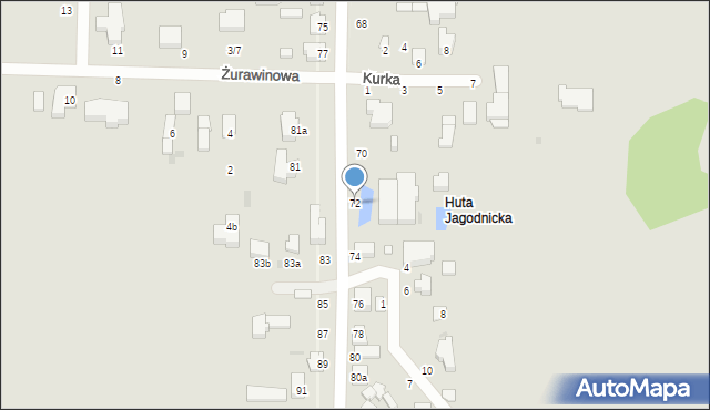 Łódź, Huta Jagodnica, 72, mapa Łodzi