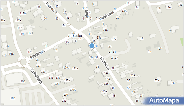 Lubartów, Hutnicza, 32, mapa Lubartów