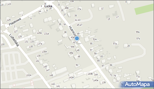 Lubartów, Hutnicza, 44, mapa Lubartów