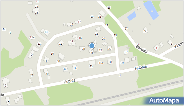 Nowa Dęba, Hubala Henryka, mjr., 26, mapa Nowa Dęba