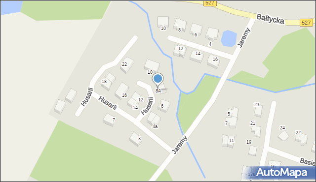 Olsztyn, Husarii, 8A, mapa Olsztyna