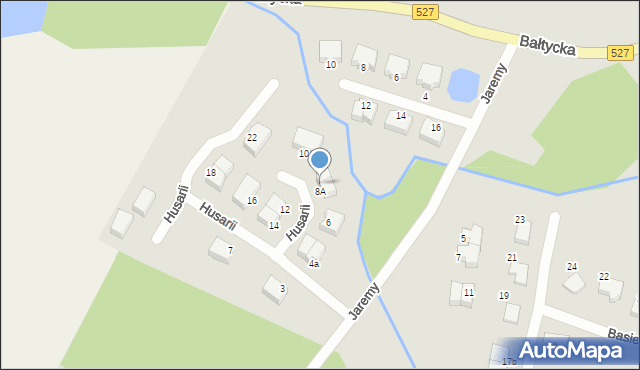 Olsztyn, Husarii, 8B, mapa Olsztyna