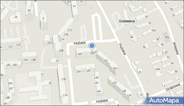 Opole, Hubala Henryka, mjr., 18A, mapa Opola