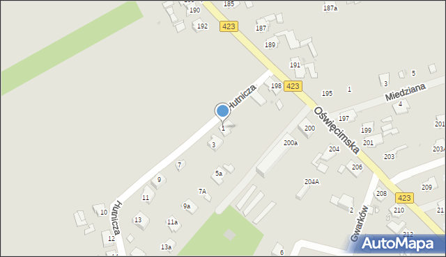 Opole, Hutnicza, 1, mapa Opola