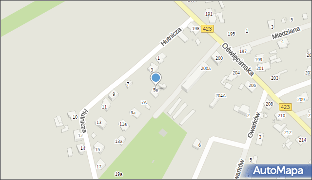 Opole, Hutnicza, 5a, mapa Opola