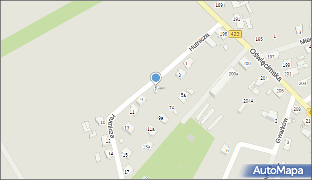 Opole, Hutnicza, 7, mapa Opola