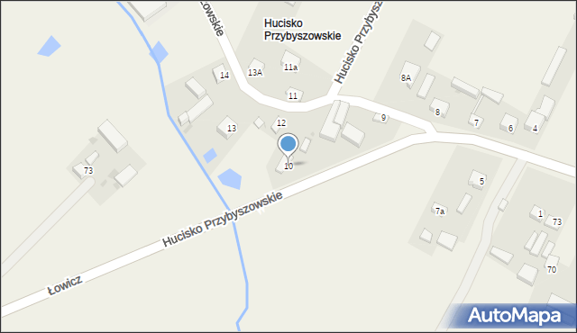 Przybyszów, Hucisko Przybyszowskie, 10, mapa Przybyszów