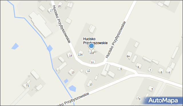 Przybyszów, Hucisko Przybyszowskie, 11a, mapa Przybyszów