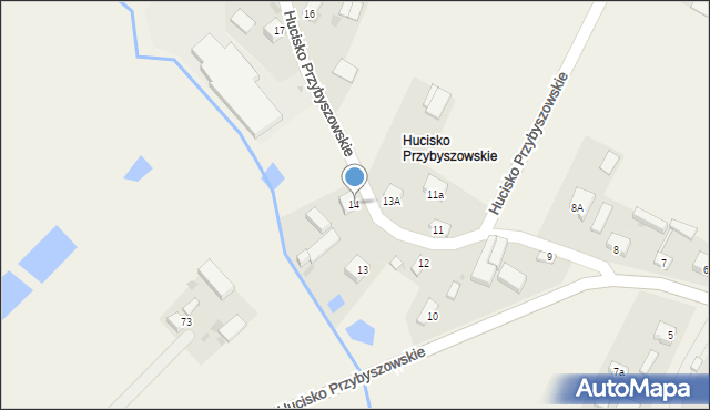 Przybyszów, Hucisko Przybyszowskie, 14, mapa Przybyszów