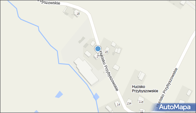 Przybyszów, Hucisko Przybyszowskie, 17, mapa Przybyszów