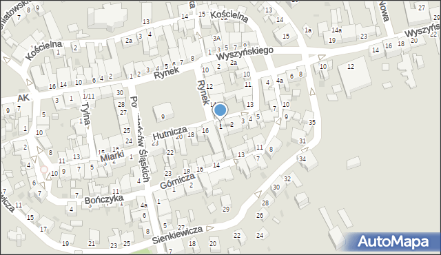 Pyskowice, Hutnicza, 1, mapa Pyskowice