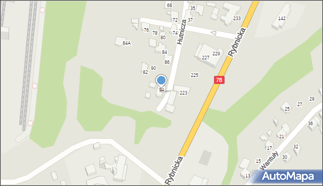 Radlin, Hutnicza, 96, mapa Radlin