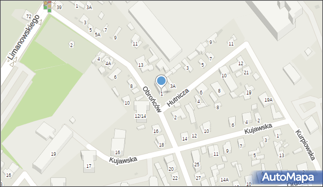 Radom, Hutnicza, 1, mapa Radomia