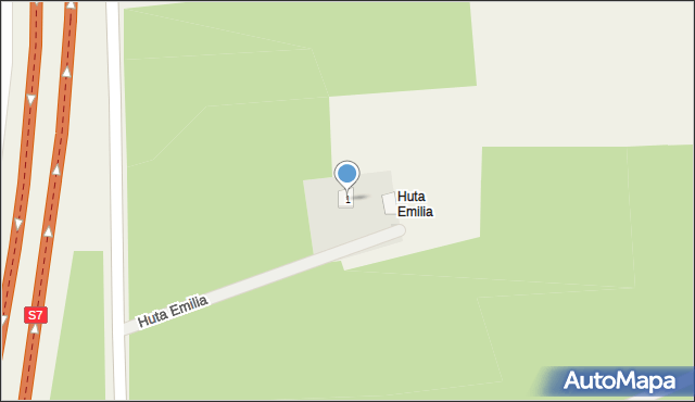 Strzegowo, Huta Emilia, 1, mapa Strzegowo