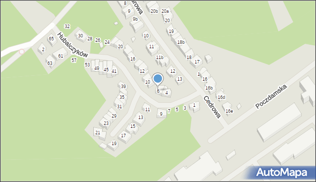 Szczecin, Hubalczyków, 6, mapa Szczecina