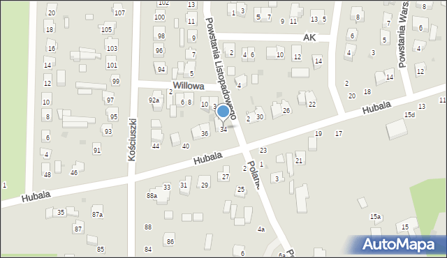 Szydłowiec, Hubala Henryka, mjr., 34, mapa Szydłowiec