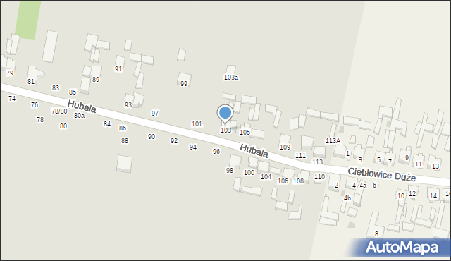 Tomaszów Mazowiecki, Hubala Henryka, mjr., 103, mapa Tomaszów Mazowiecki