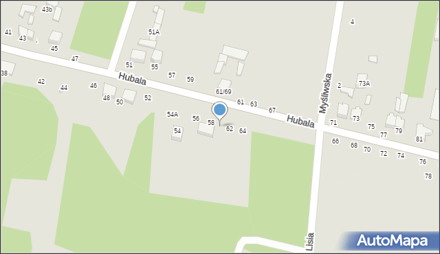 Tomaszów Mazowiecki, Hubala Henryka, mjr., 60, mapa Tomaszów Mazowiecki