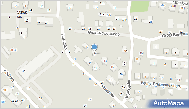 Toruń, Husarska, 7, mapa Torunia