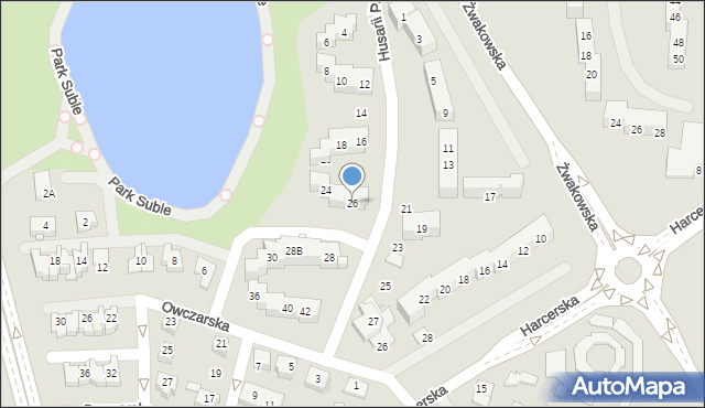 Tychy, Husarii Polskiej, 26, mapa Tychów