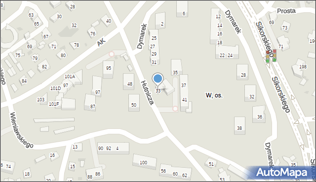 Tychy, Hutnicza, 33, mapa Tychów