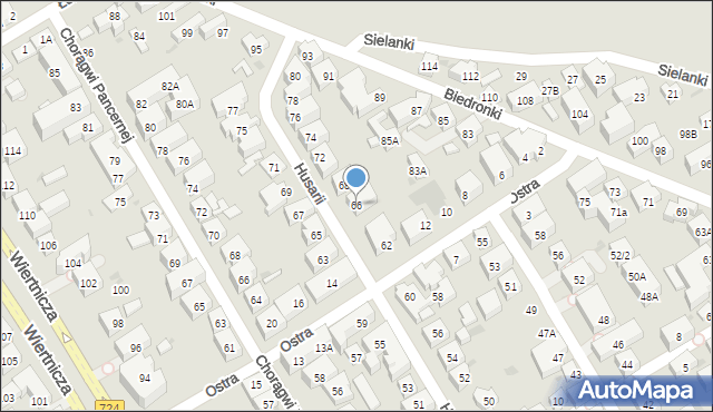 Warszawa, Husarii, 66, mapa Warszawy