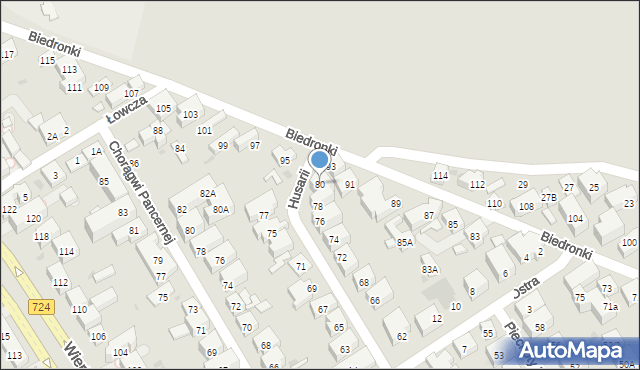 Warszawa, Husarii, 80, mapa Warszawy