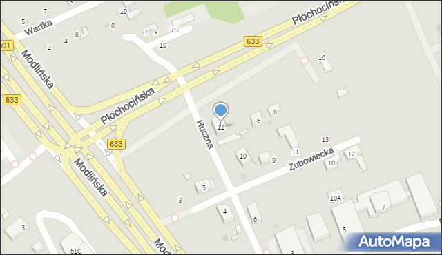 Warszawa, Huczna, 12, mapa Warszawy