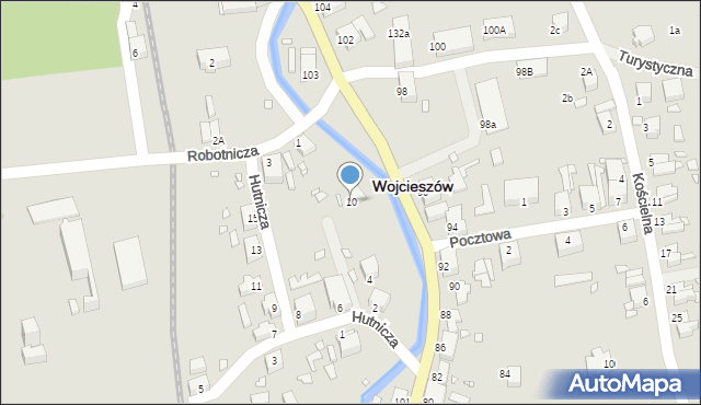 Wojcieszów, Hutnicza, 10, mapa Wojcieszów