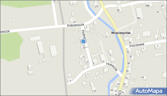 Wojcieszów, Hutnicza, 13, mapa Wojcieszów