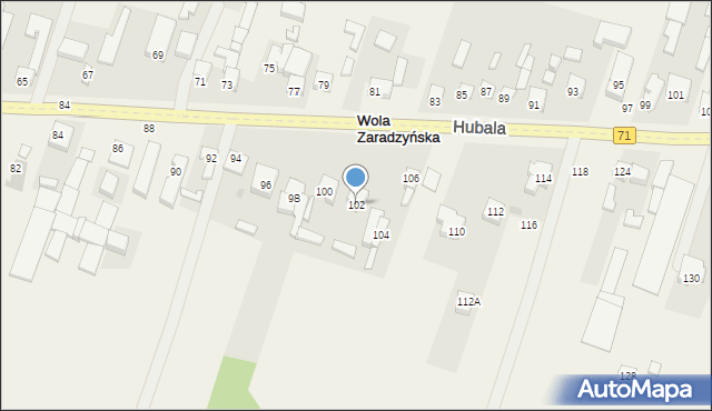 Wola Zaradzyńska, Hubala Henryka, mjr., 102, mapa Wola Zaradzyńska