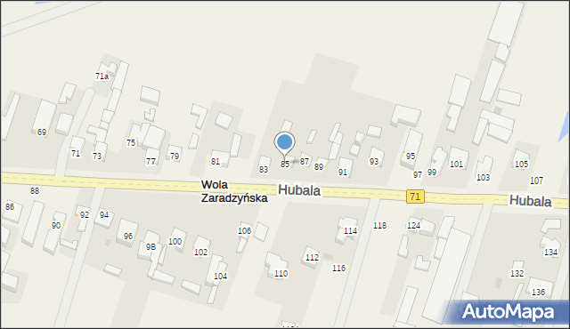 Wola Zaradzyńska, Hubala Henryka, mjr., 85, mapa Wola Zaradzyńska