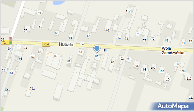 Wola Zaradzyńska, Hubala Henryka, mjr., 86, mapa Wola Zaradzyńska