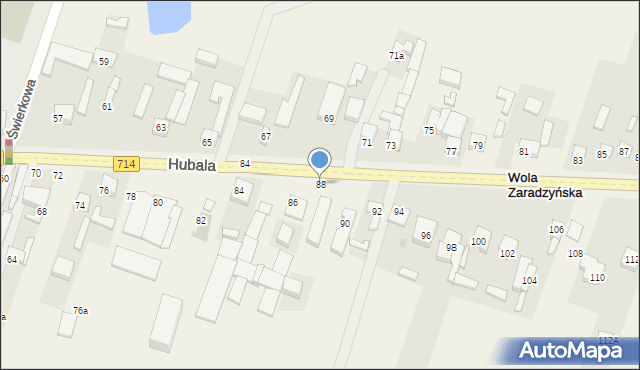 Wola Zaradzyńska, Hubala Henryka, mjr., 88, mapa Wola Zaradzyńska
