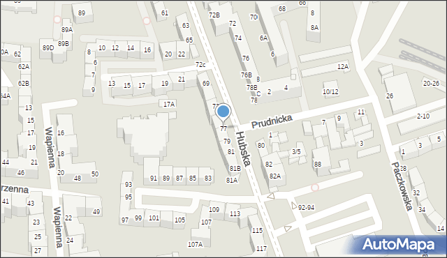 Wrocław, Hubska, 77, mapa Wrocławia