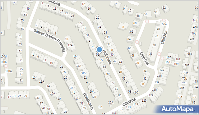 Wrocław, Hufcowa, 53, mapa Wrocławia