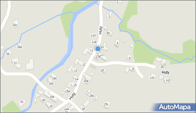 Zakopane, Huty, 11a, mapa Zakopanego