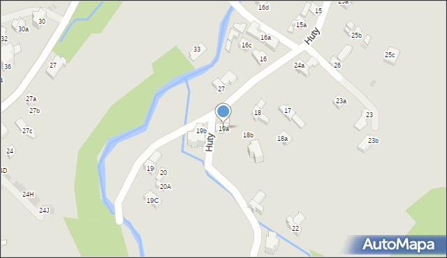 Zakopane, Huty, 19a, mapa Zakopanego