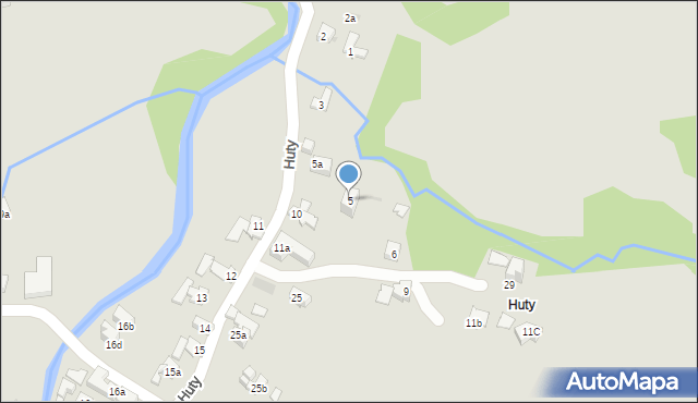 Zakopane, Huty, 5, mapa Zakopanego