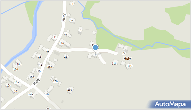 Zakopane, Huty, 9, mapa Zakopanego