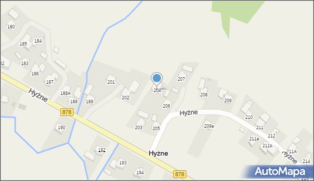 Hyżne, Hyżne, 204, mapa Hyżne