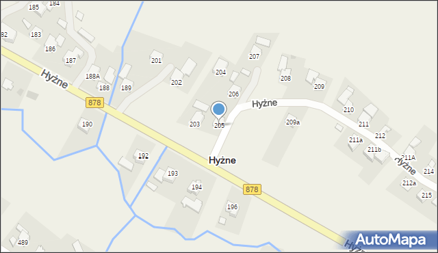 Hyżne, Hyżne, 205, mapa Hyżne